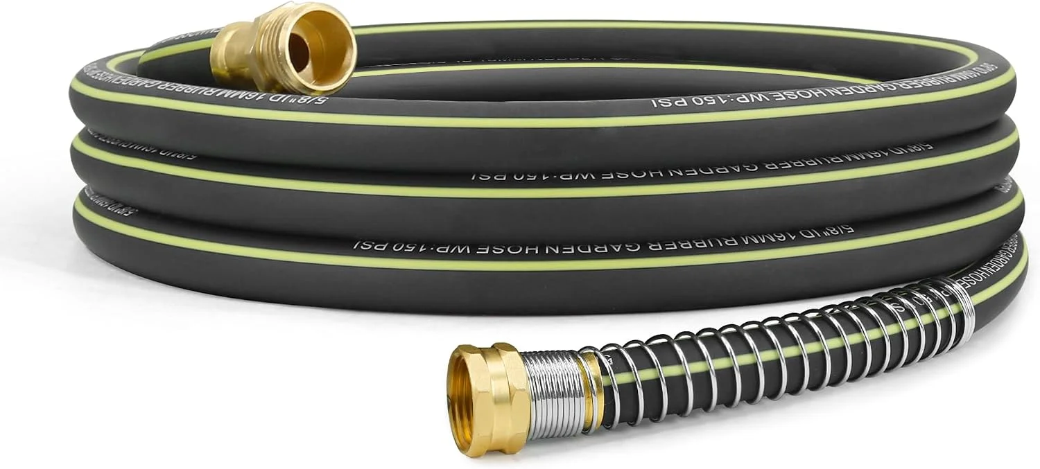Wurzberge Lightweight Rubber Garden Hose 100 ft, 5/8 Hybrid Rubber Hose with Solid Brass Fitting - Image 5