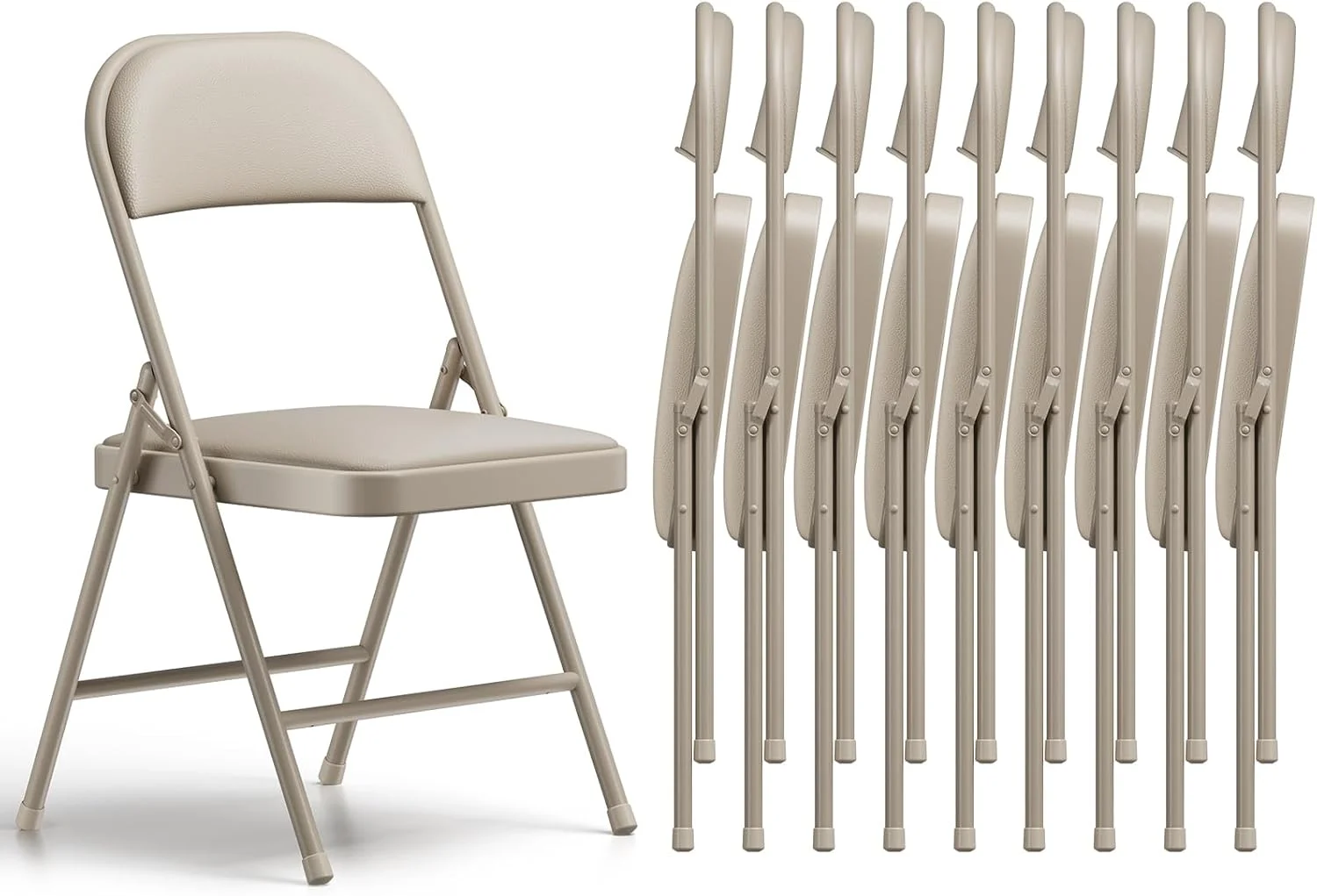 MAKE CHANGES Folding Chair 4 Pack, Comfy PU Leather Padded Folding Chairs for Outside and Indoor - Image 23