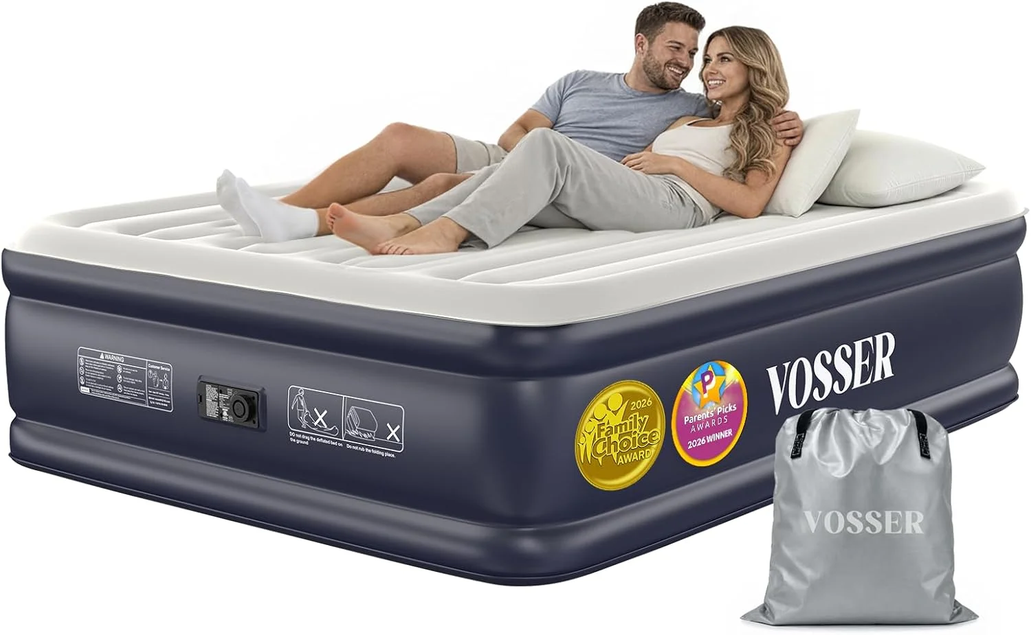 VOSSER Air Mattress Queen with Built-in Pump, 18 Raised Inflatable Blow Up Mattress, Upgraded Heavy Duty Portable Air - Image 2