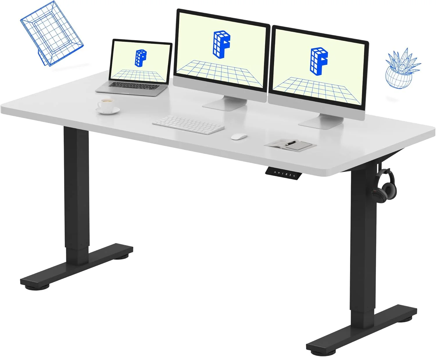 FLEXISPOT EN1 One-Piece Standing Desk, Electric Adjustable with 4 Memory Presets, 176 LBS Capacity, 48x24 Black - Image 14