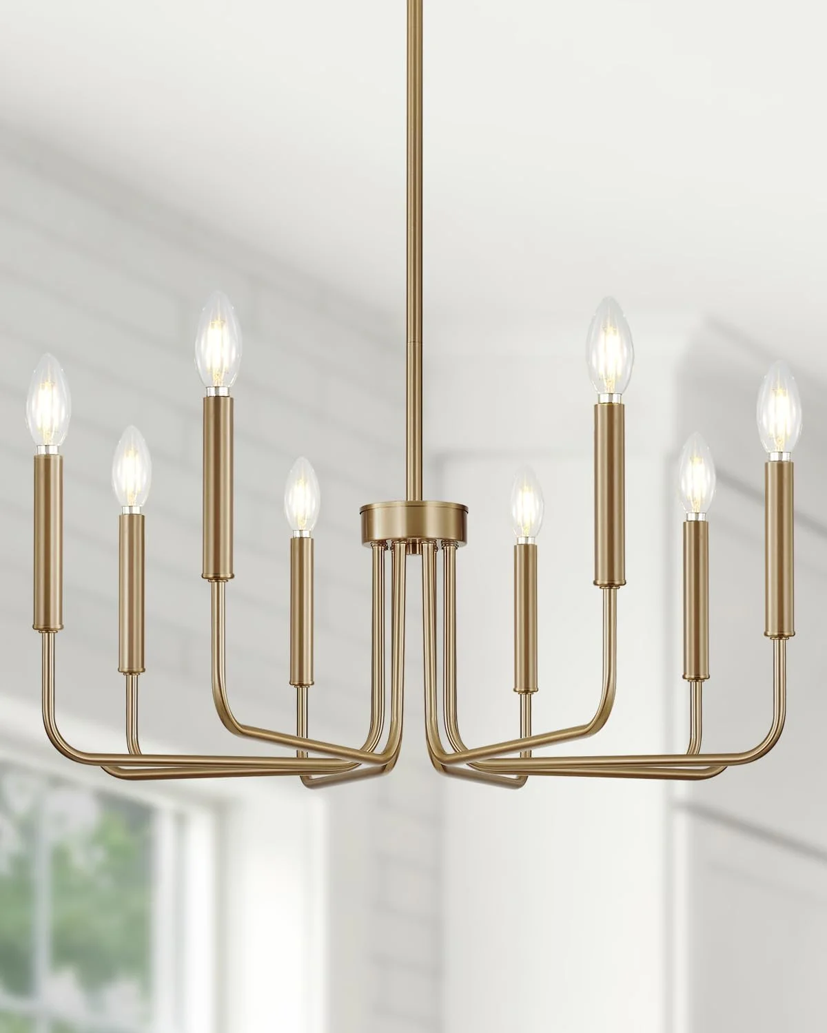 Yunnix 6 Light Champagne Bronze Chandelier, Farmhouse Chandelier for Dining Room Light Fixture Hanging - Image 13