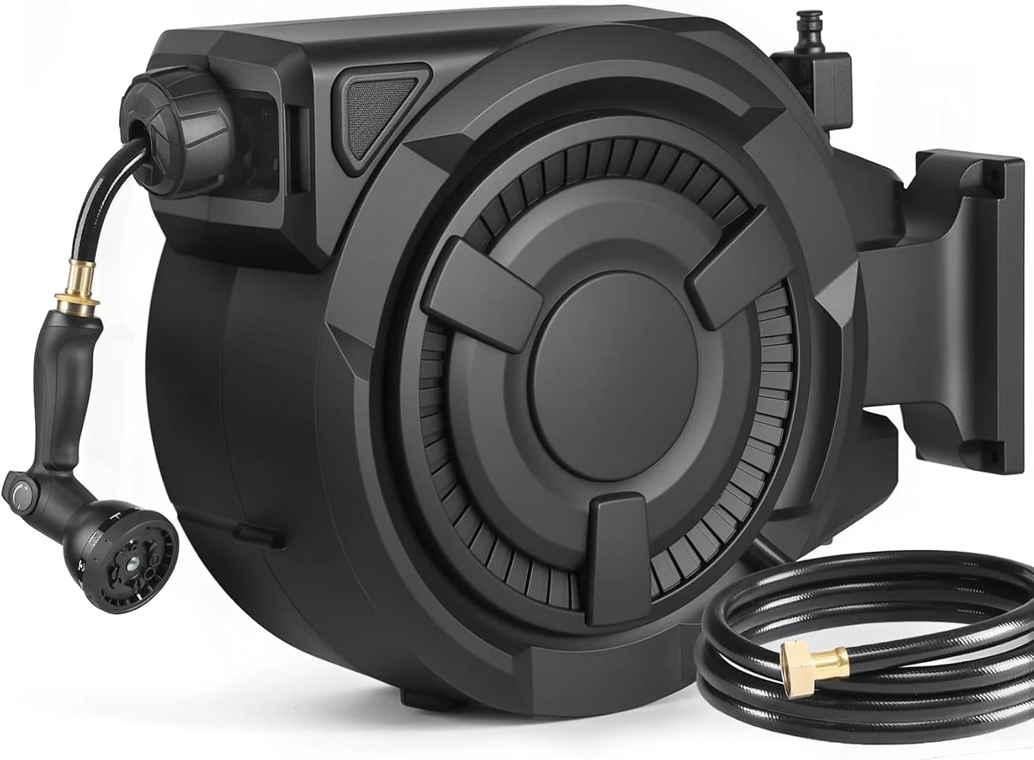 wikiwiki Retractable Garden Hose Reel 1/2 in x 100 ft, Heavy Duty Wall Mounted Hose Reel with 10- Function Sprayer - Image 3