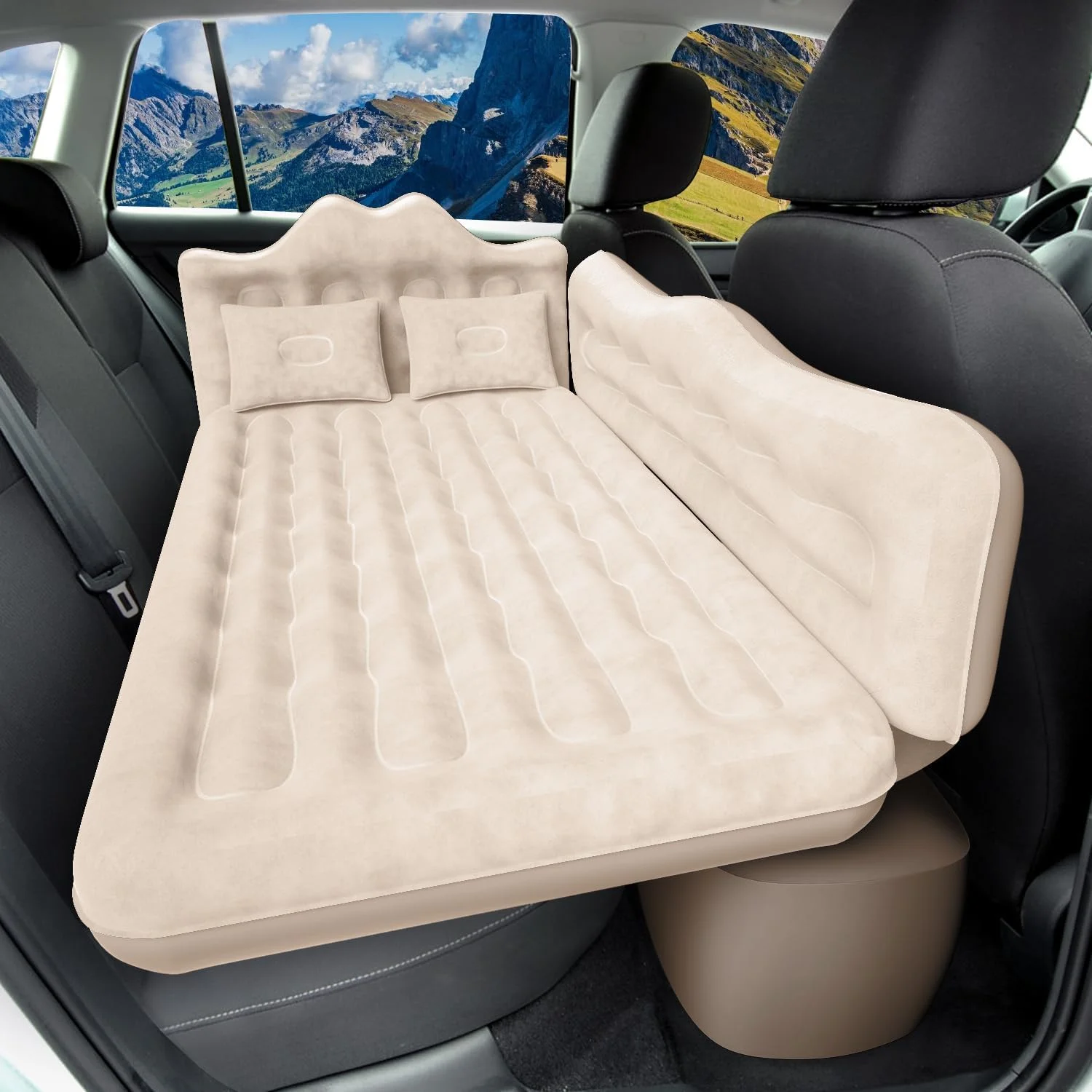 DikaSun Car Air Mattress, Inflatable SUV Truck Camping Mattress for Back Seat, Thickened Travel Car Bed Sleeping Pad
