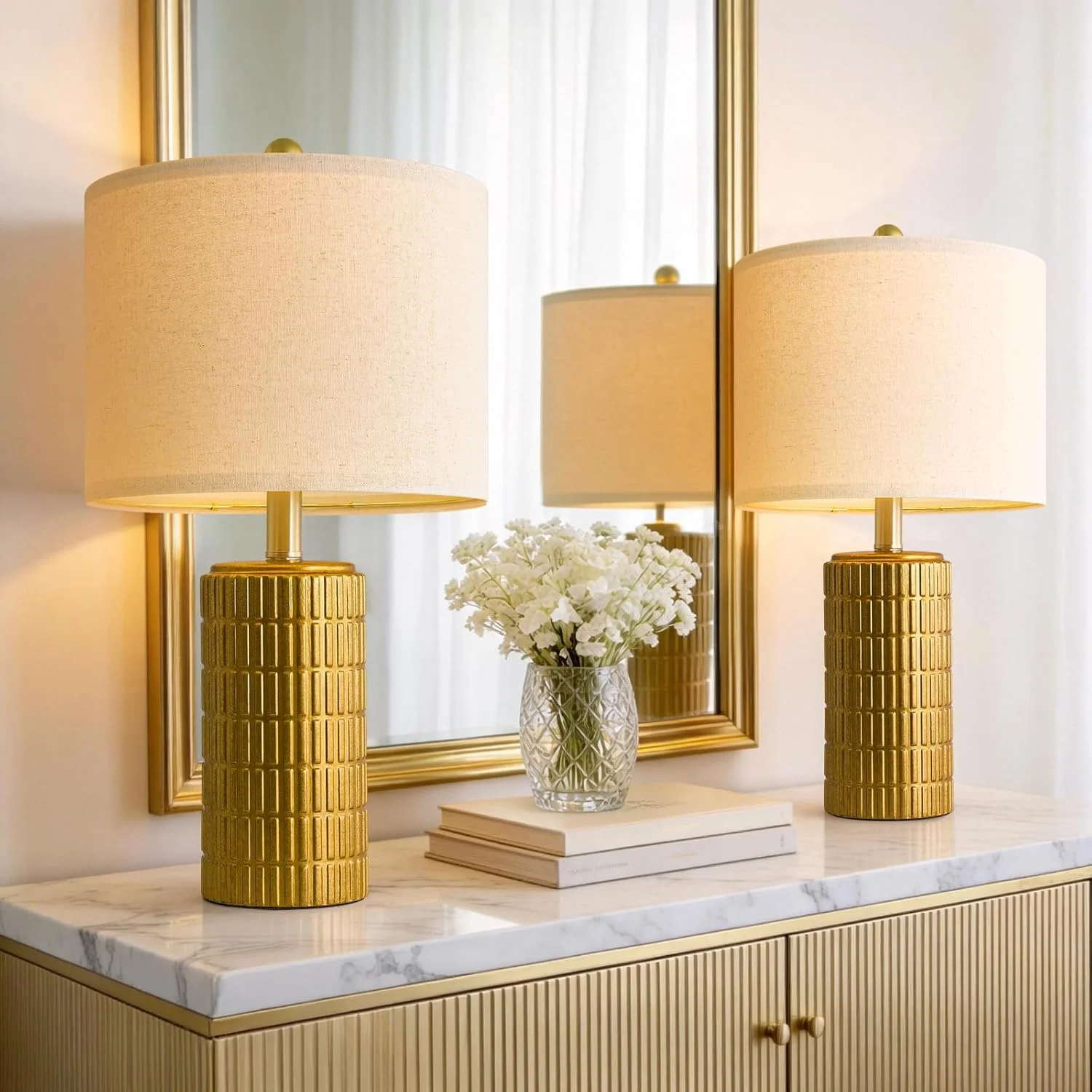 PoKat 20.75 Small Modern Ceramic Table Lamps Set of 2 - Image 10