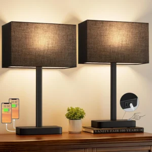 Hong-in Touch Lamps, Dimmable, Grey Modern Table Lamp for Night Stands