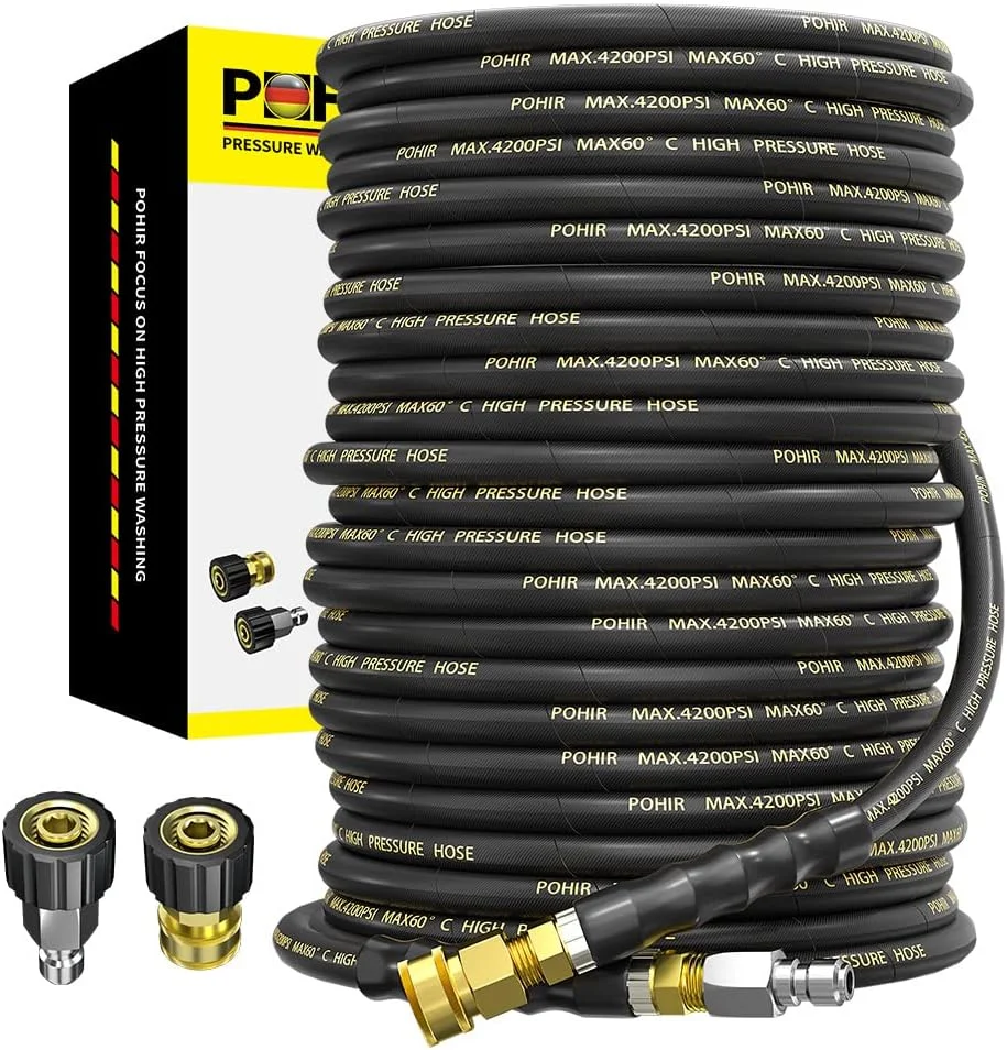 POHIR Pressure Washer Hose 50 ft with 3/8 Inch Quick Connect, Kink Resistant High Tensile Wire Braided - Image 4