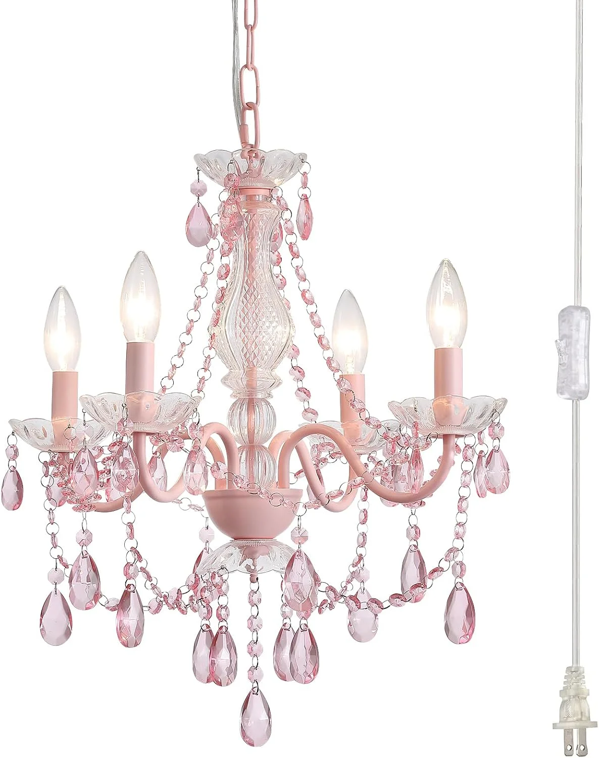 AMZASA Crystal Gold Chandelier, 5 Light, Glass Crystal Hanging Pendant Lighting - Image 4