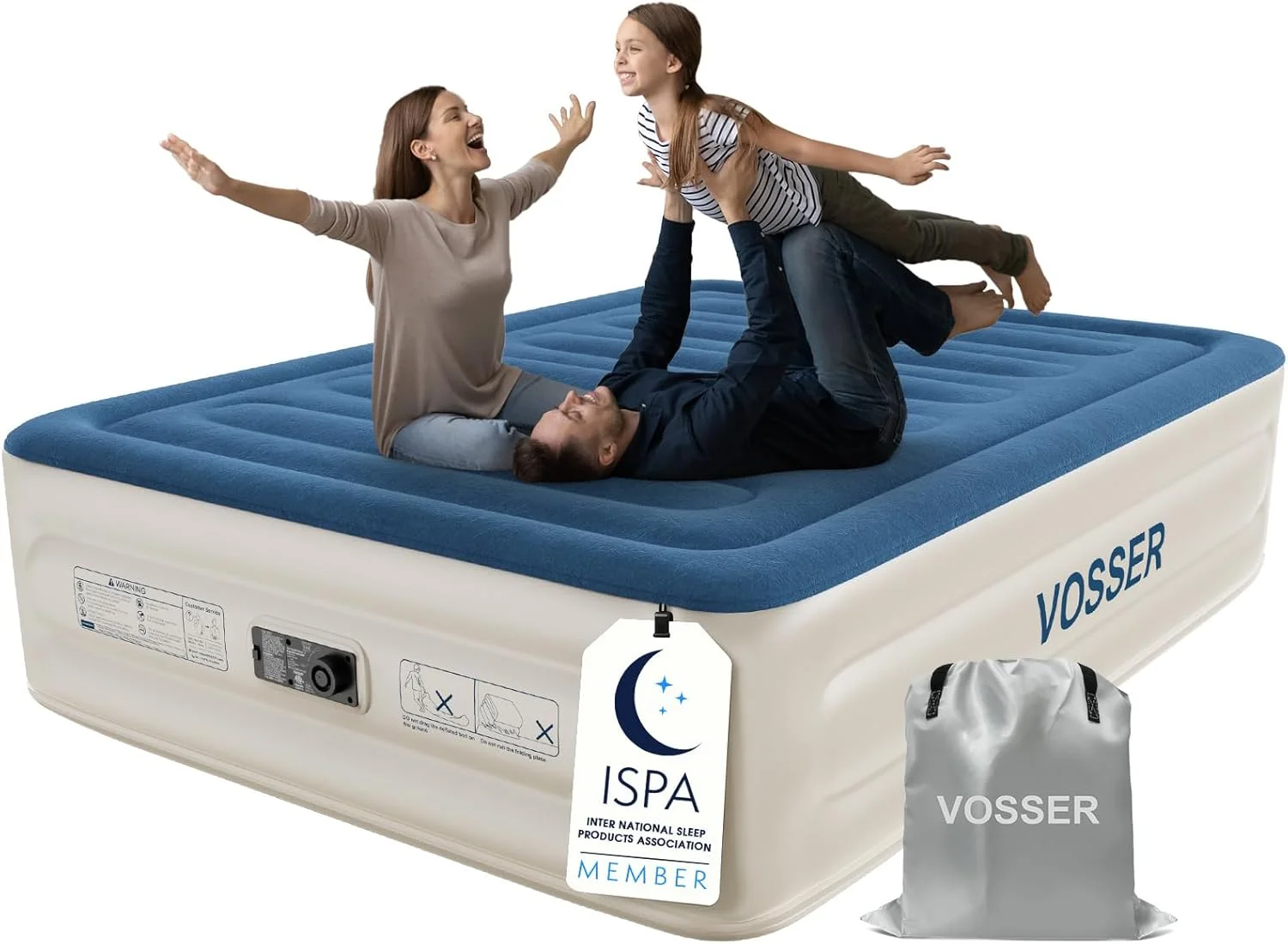 VOSSER Queen Air Mattress with Built-in Pump, 18'' Raised Blow Up Mattress, Flocked Top Inflatable Mattress for Home - Image 9