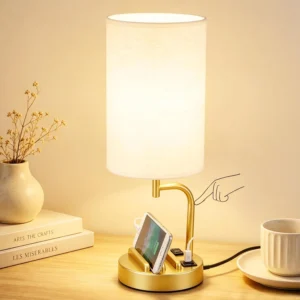 Alternative view of Dreamholder Touch Control USB Table Lamp with USB C/A & AC Outlet, Dimmable, Bulb Included