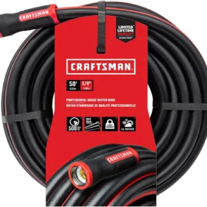 Craftsman Heavy Duty Professional Grade Black Garden Hose, 100 Feet x 5/8 Inch