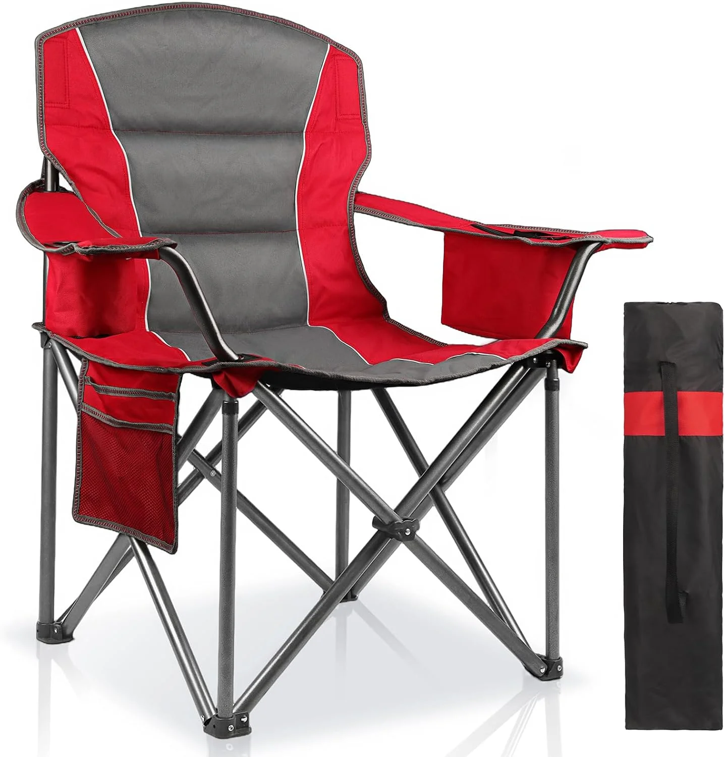 LANMOUNTAIN 2 Pack Padded Oversized Camping Chairs for Adults, Heavy Duty Support 400 Lbs, Folding Portable Lawn Chair - Image 11