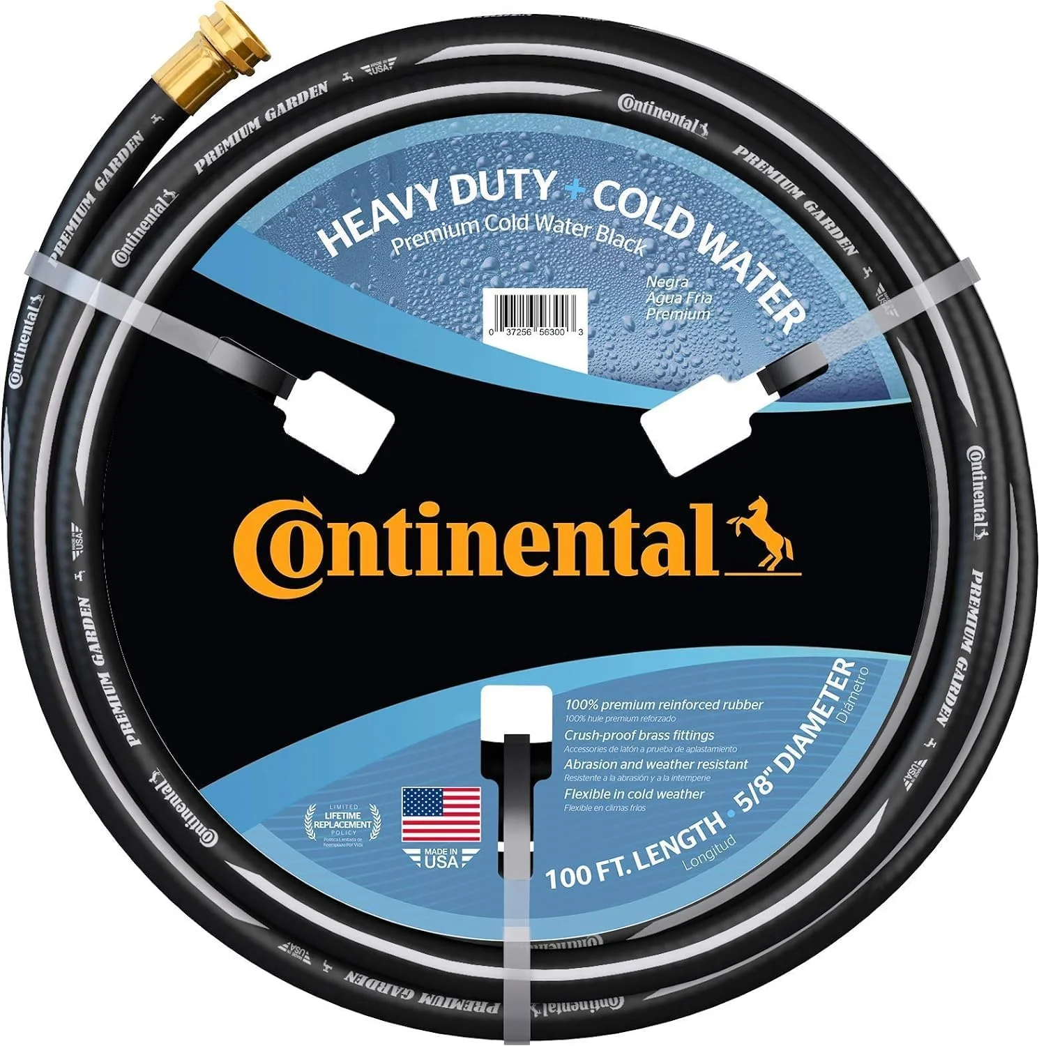 Continental Premium Garden Black Heavy Duty Cold Water Garden Hose, 5/8in Inside Diameter x 100ft Length - Image 5