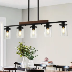 36.2¡®¡¯ Kitchen Lighting, Black Modern Rustic Wood Ceiling Pendant Light Fixtures