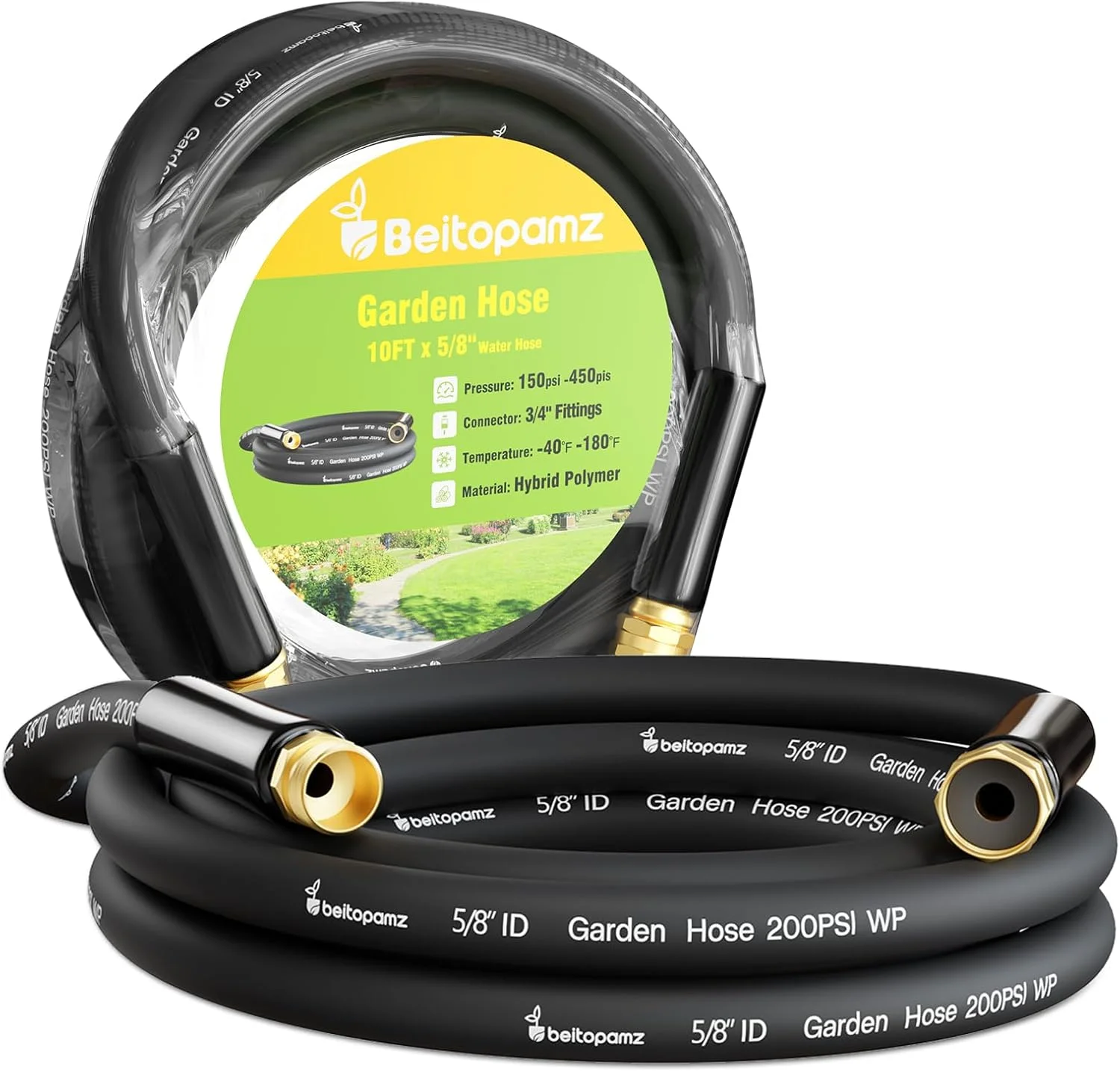 Beitopamz 100 ft Garden Hose, 5/8 in Heavy Duty Water Hose, Male to Female 3/4'' Brass Fittings for Patio - Image 12