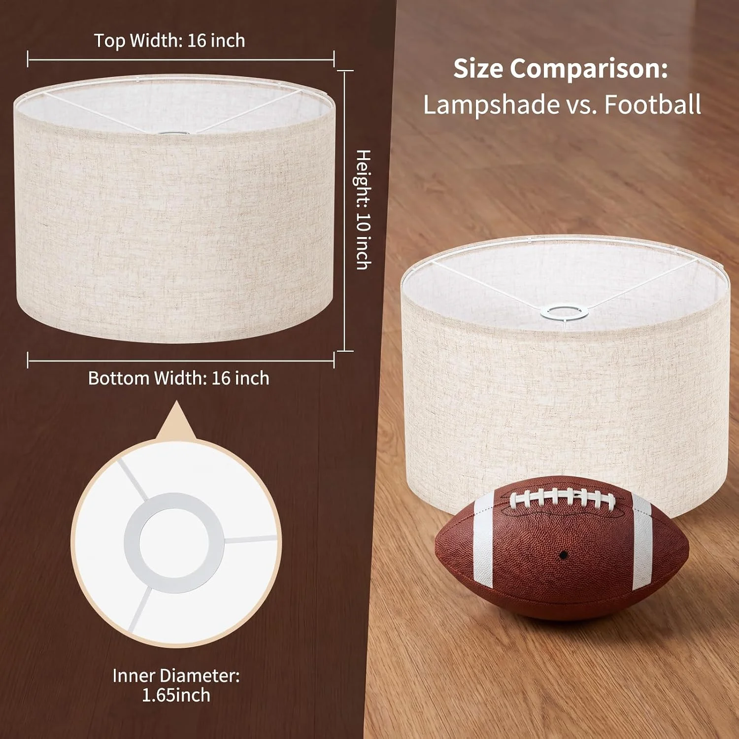 Beige Large Drum Lamp Shade 16 Top x 16 Bottom x 10 High - Image 6