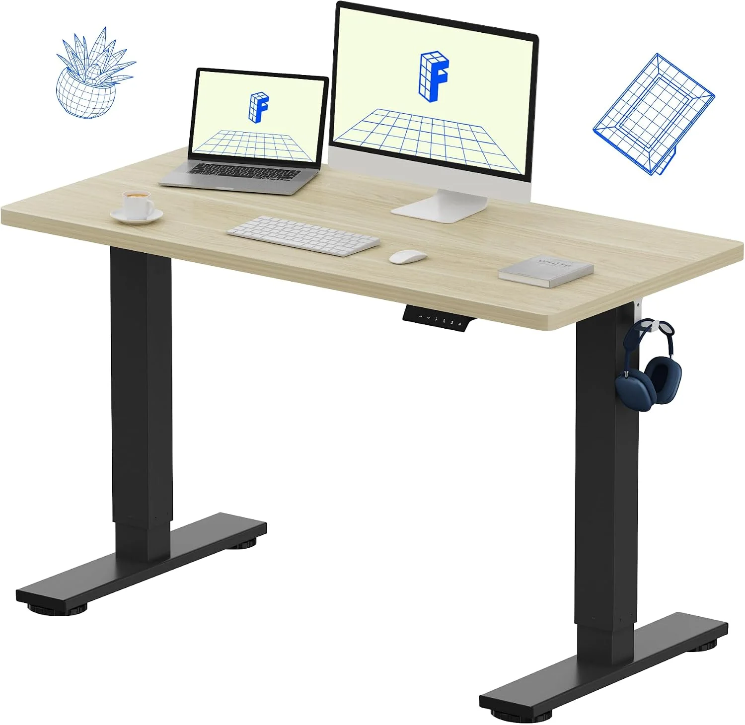 FLEXISPOT EN1 One-Piece Standing Desk, Electric Adjustable with 4 Memory Presets, 176 LBS Capacity, 48x24 Black - Image 38