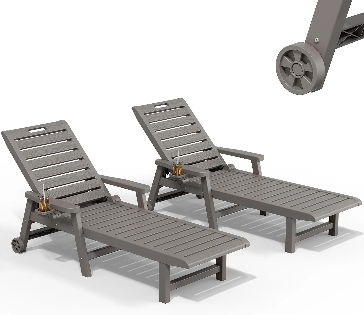 Lounge Chair, Pool Lounge Chairs Set of 2, Waterproof Sun Loungers Chair, 5-Positions Adjustable Outdoor Lounge Chairs - Image 2