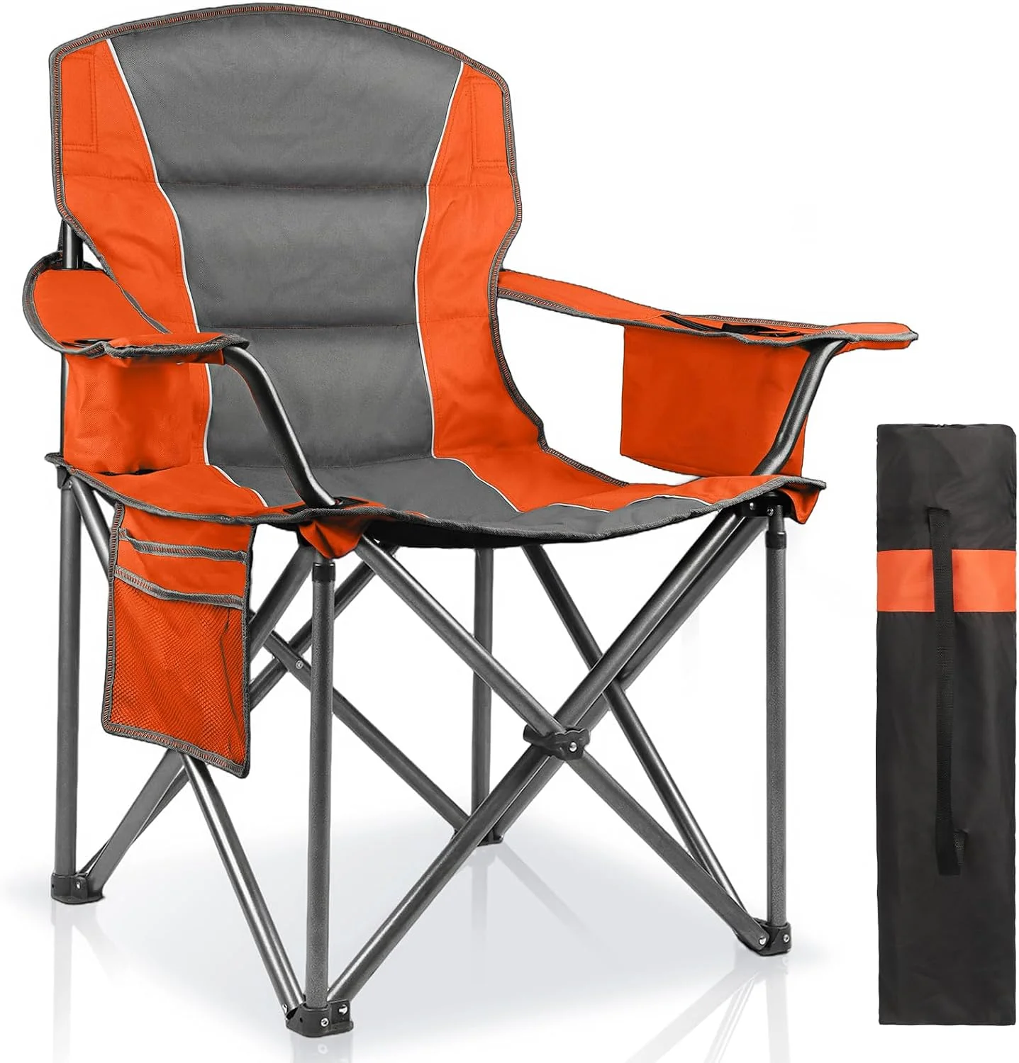 LANMOUNTAIN 2 Pack Padded Oversized Camping Chairs for Adults, Heavy Duty Support 400 Lbs, Folding Portable Lawn Chair - Image 6