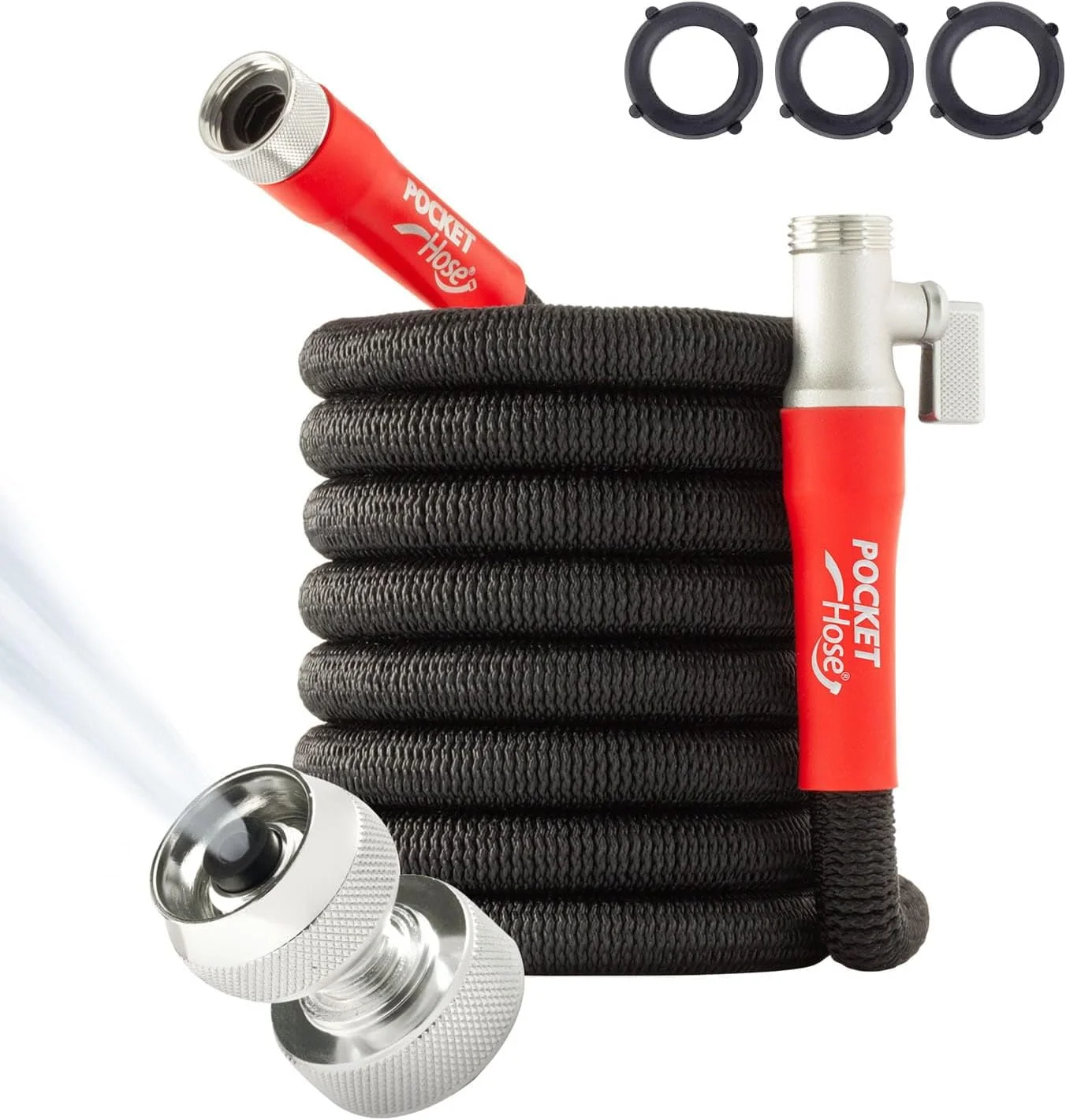 Pocket Hose 100 FT Silver Bullet 2.0 Expandable Garden Hose w/Turbo Shot Nozzle, AS SEEN ON TV - Image 2
