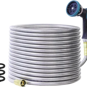 Alternative view of 100FT Garden Hose, Stainless Steel Water Hose, Flexible with a 10-Mode Nozzle Sprayer, 5/8'' Outside Diameter