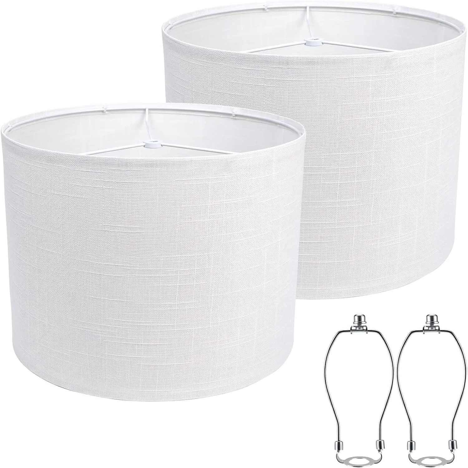 Vuogeeok White 13 Drum Lamp Shades Set of 2 with Harps - Image 3