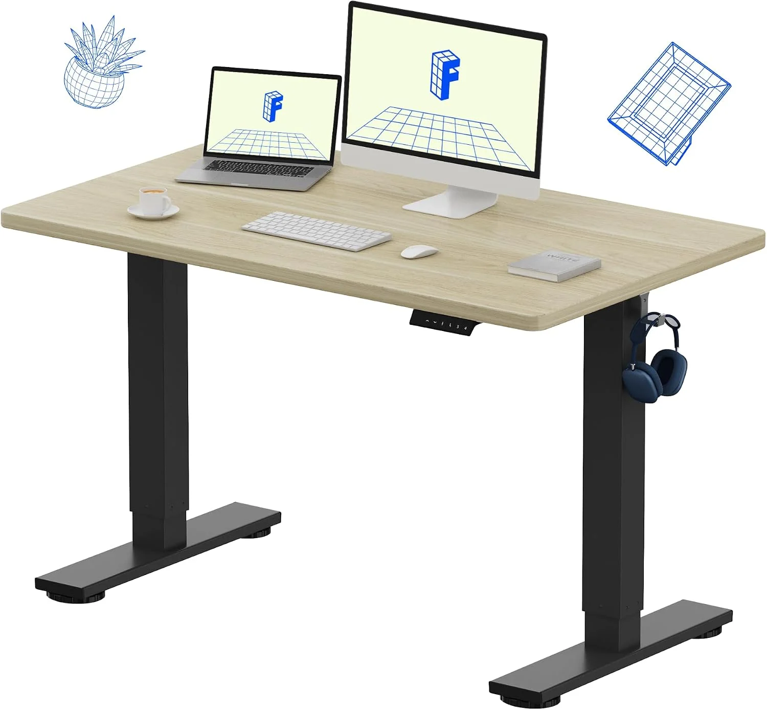 FLEXISPOT EN1 One-Piece Standing Desk, Electric Adjustable with 4 Memory Presets, 176 LBS Capacity, 48x24 Black - Image 8