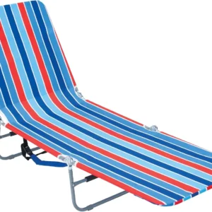 Alternative view of Rio Beach Portable Lay Flat Folding Backpack Beach Lounge Chair with Backpack Straps and Storage Pouch, Blue and Red