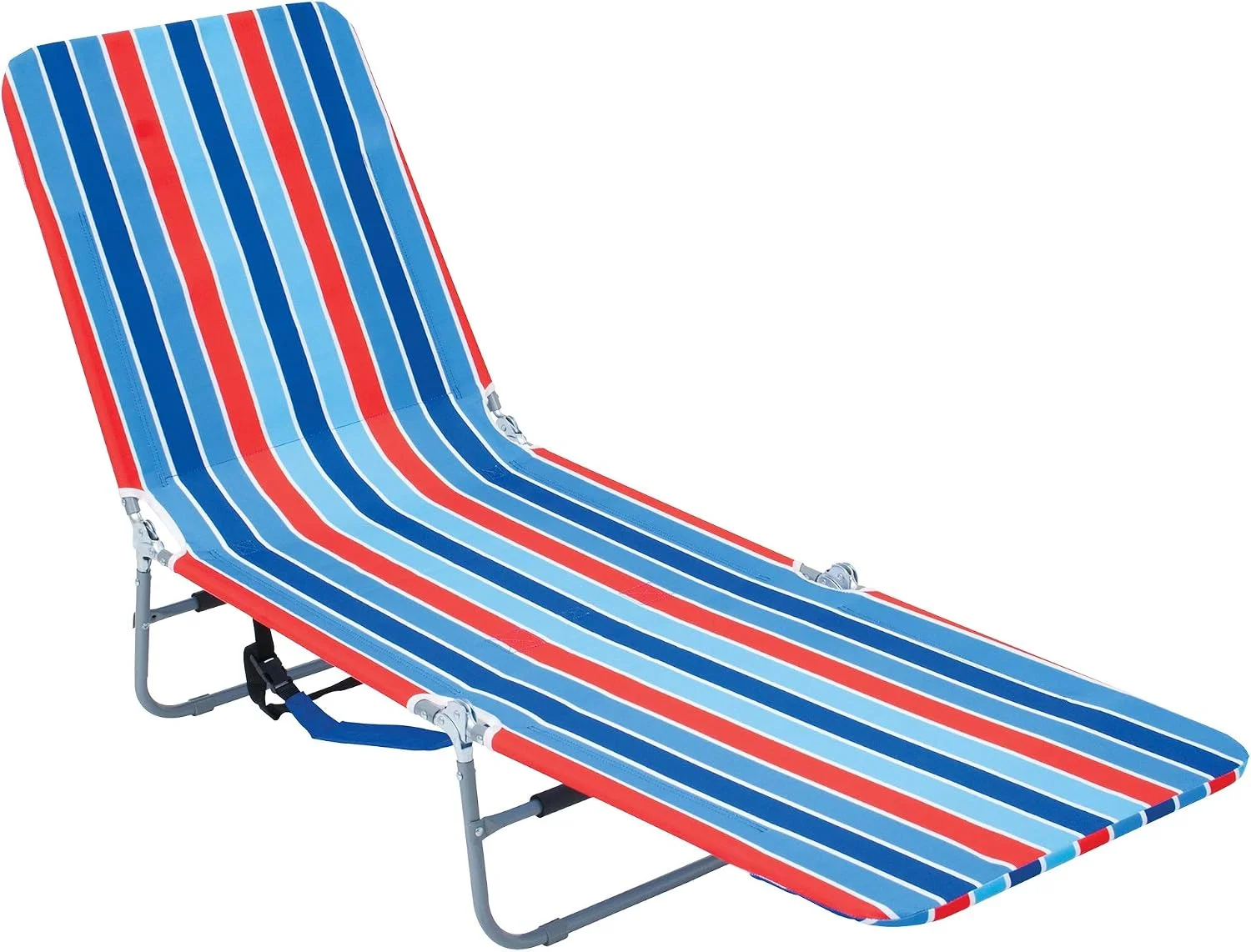 Rio Beach Portable Lay Flat Folding Backpack Beach Lounge Chair with Backpack Straps and Storage Pouch, Blue and Red - Image 2