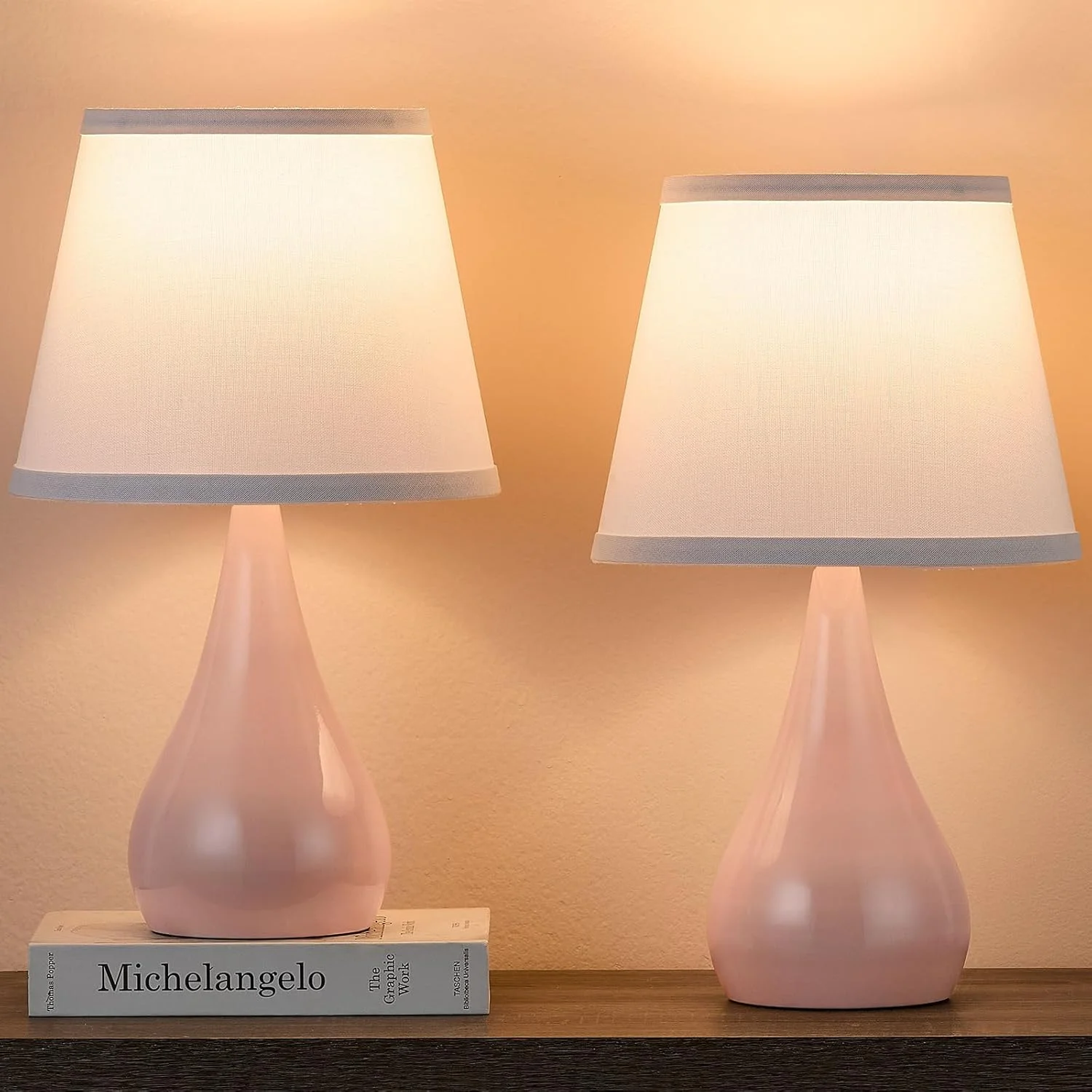 Leasgy 18.1'' Small Modern Touch Lamps for Nightstand Set of 2 with 3 Way Dimmable, Bulb Included - Image 3