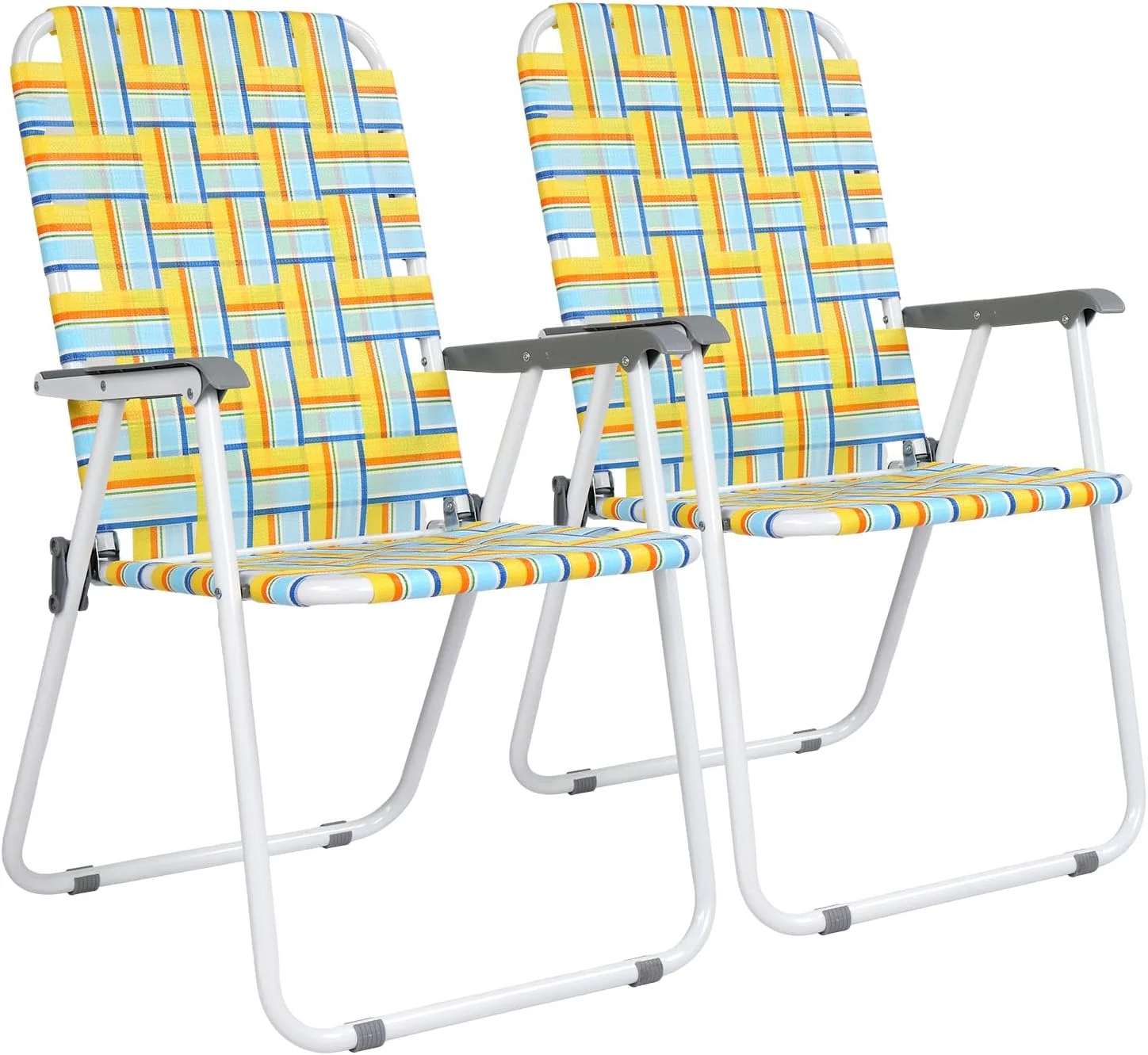 VINGLI Patio Lawn Webbed Folding Chairs Set of 2, Outdoor Beach Portable Lawn Chair Camping Chair Beach Chair for Yard - Image 3