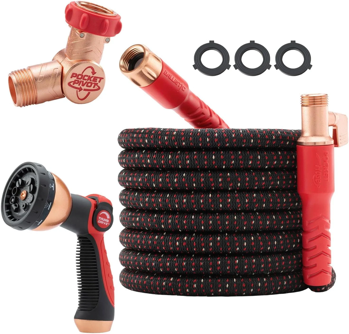 Pocket Hose Ballistic 50 FT Expandable Garden Hose, No-Kink, 360° swiveling pocket pivot connector - Image 4