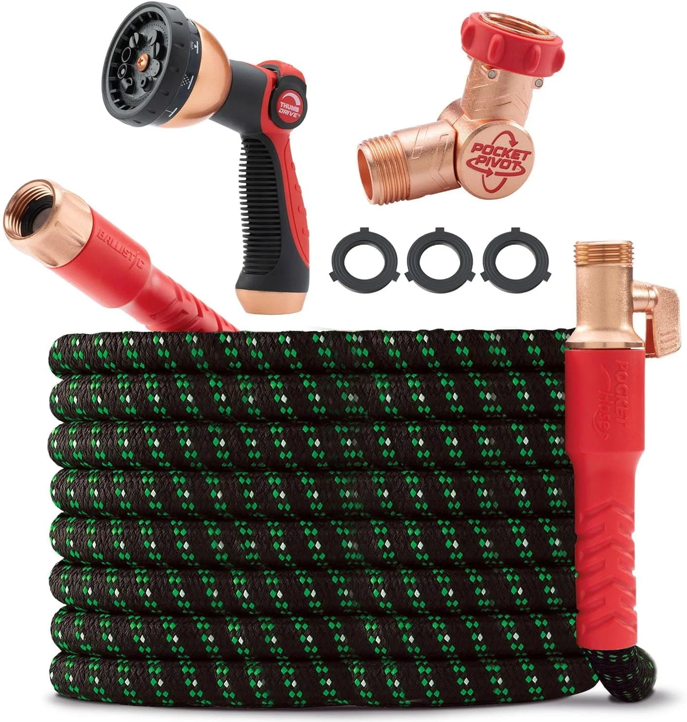 Pocket Hose Ballistic Double UV Edition 100 FT Expandable Garden Hose w/Pocket Pivot Swivel Connector - Image 3