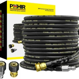 Alternative view of POHIR Pressure Washer Hose 50 ft with 3/8 Inch Quick Connect, Kink Resistant High Tensile Wire Braided