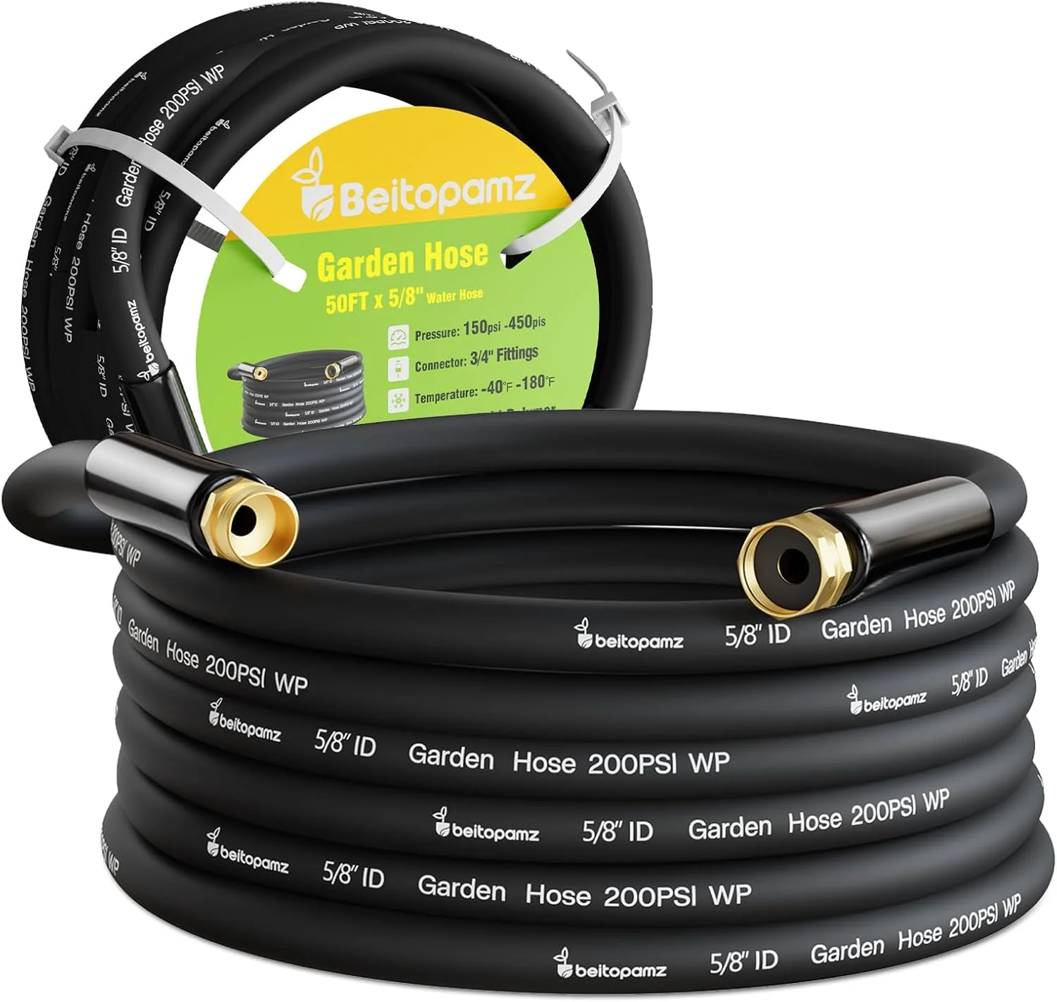 Beitopamz 100 ft Garden Hose, 5/8 in Heavy Duty Water Hose, Male to Female 3/4'' Brass Fittings for Patio - Image 13