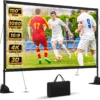 120inch Projector Screen with Stand: Portable Projector Screen Outdoor Indoor Front/Rear16: 9 4K HD with Carry Bag