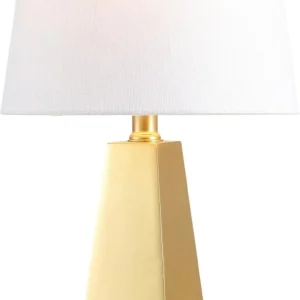 JONATHAN Y 20.5 White Marble Finish Modern Resin Table Lamp for Bedroom Living Room, Bulb Included