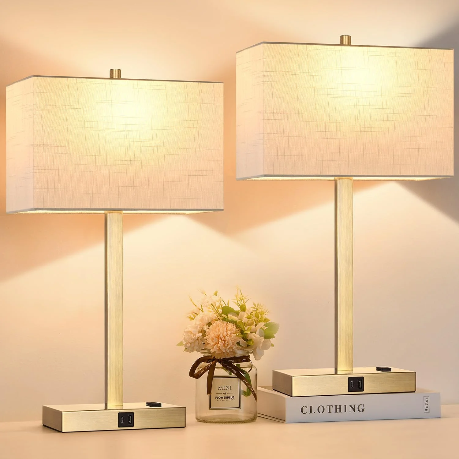 21 Touch Bedside lamps with 2 USB & AC Outlets, Dimmable, Bulb Included - Image 19