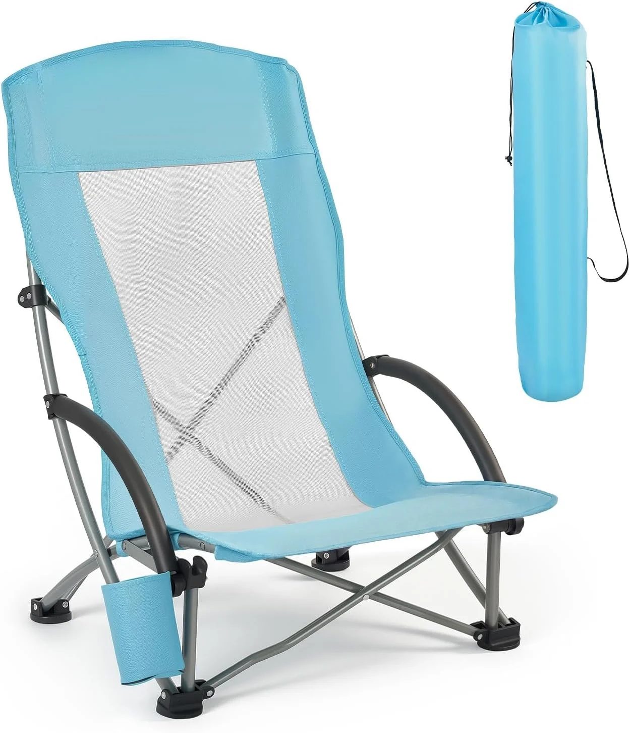 VEVOR Folding Beach Chair, High Back Camping Chairs for Adults, Portable Extra Wide Seat Chair 330 lbs Heavy Duty - Image 2