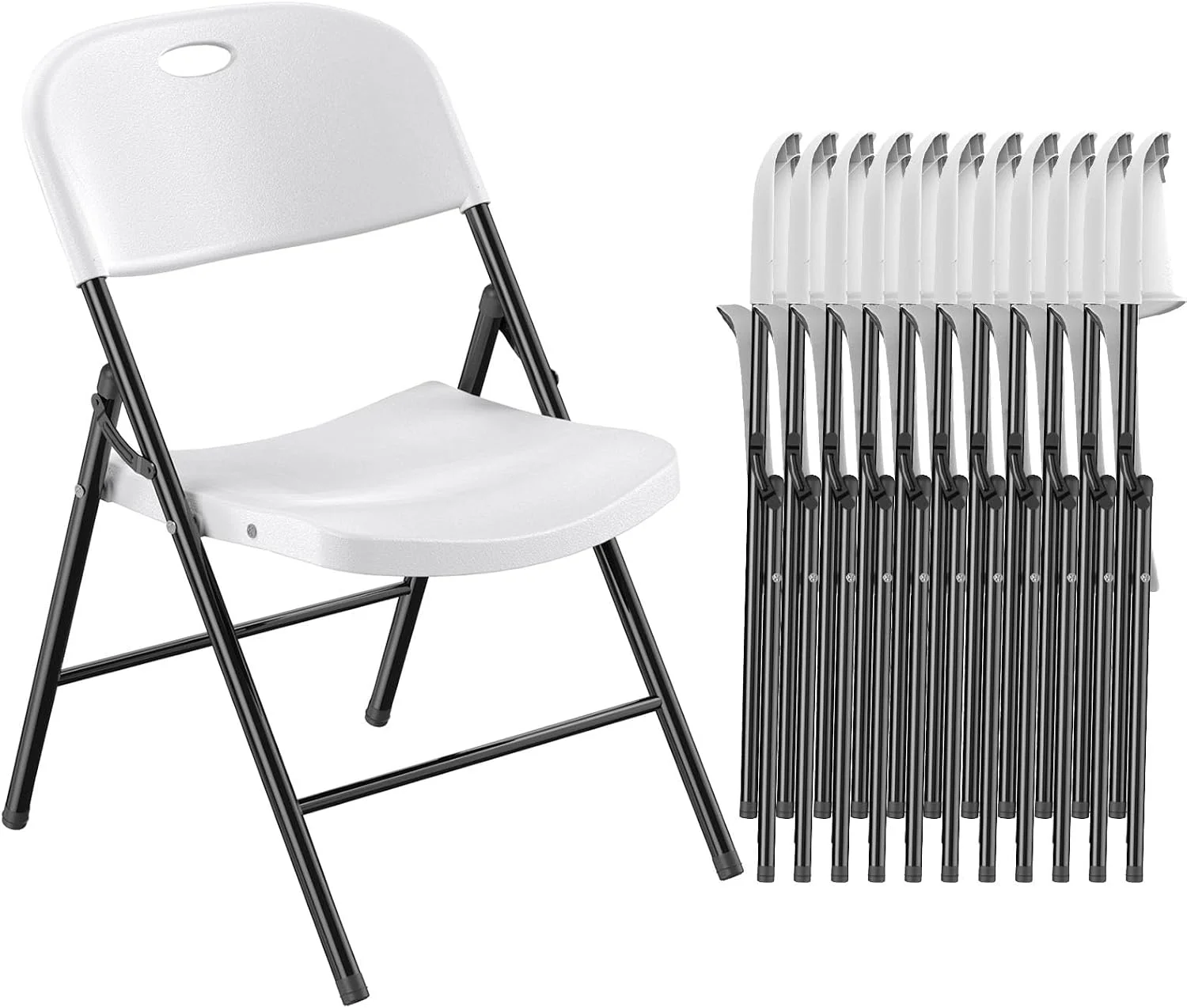 Nazhura 350 Weight Limit Heavy Duty Plastic Folding Chair with Reinfoced Steel Frame for Indoor and Outdoor, Wedding - Image 2