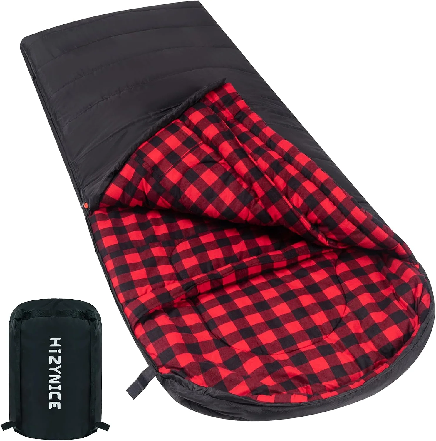 HiZYNICE Cold Weather Sleeping Bag 100% Cotton Flannel XXL for Adults Big and Tall, Free Compression Sack - Image 2
