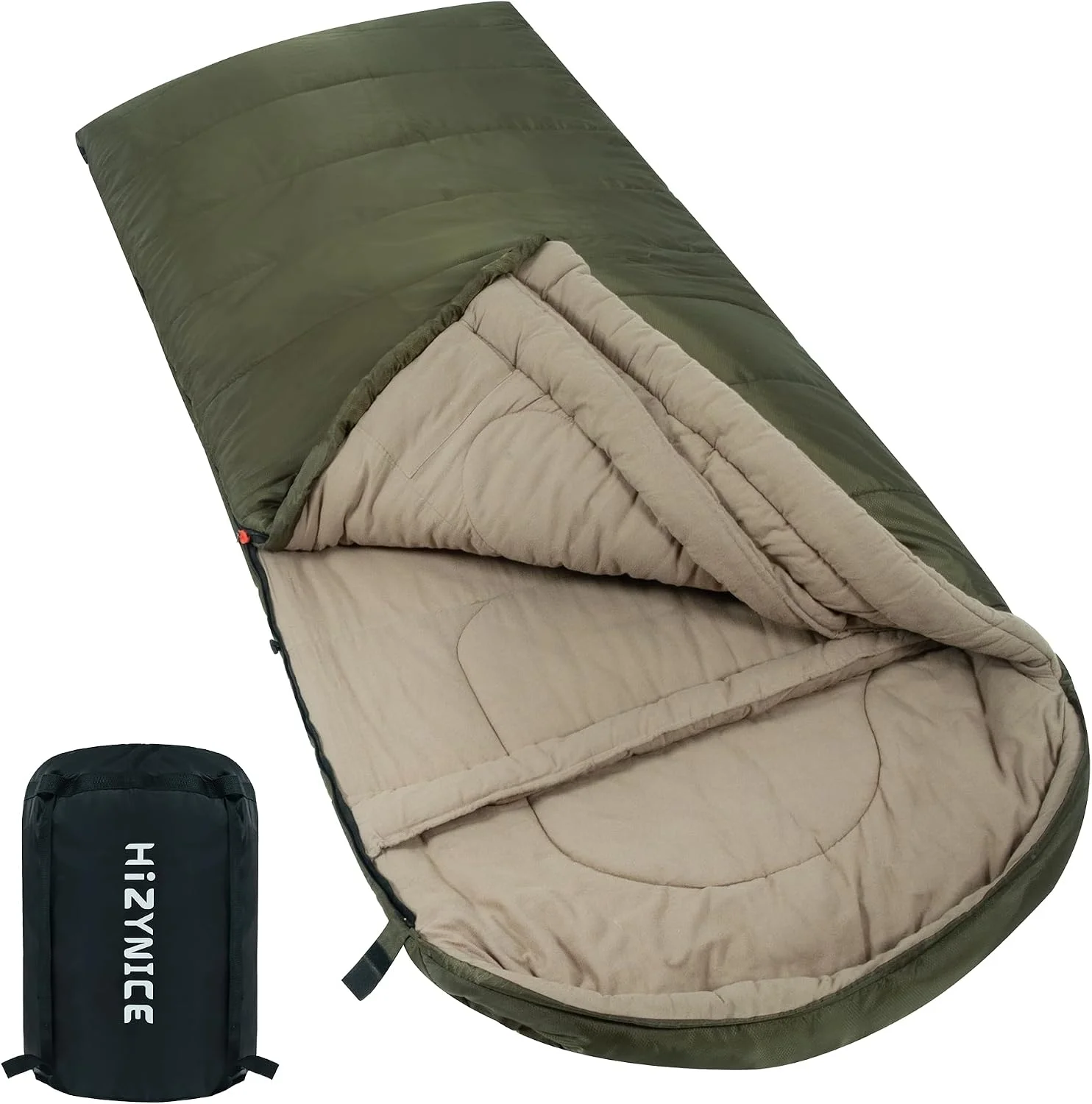 HiZYNICE Cold Weather Sleeping Bag 100% Cotton Flannel XXL for Adults Big and Tall, Free Compression Sack - Image 4