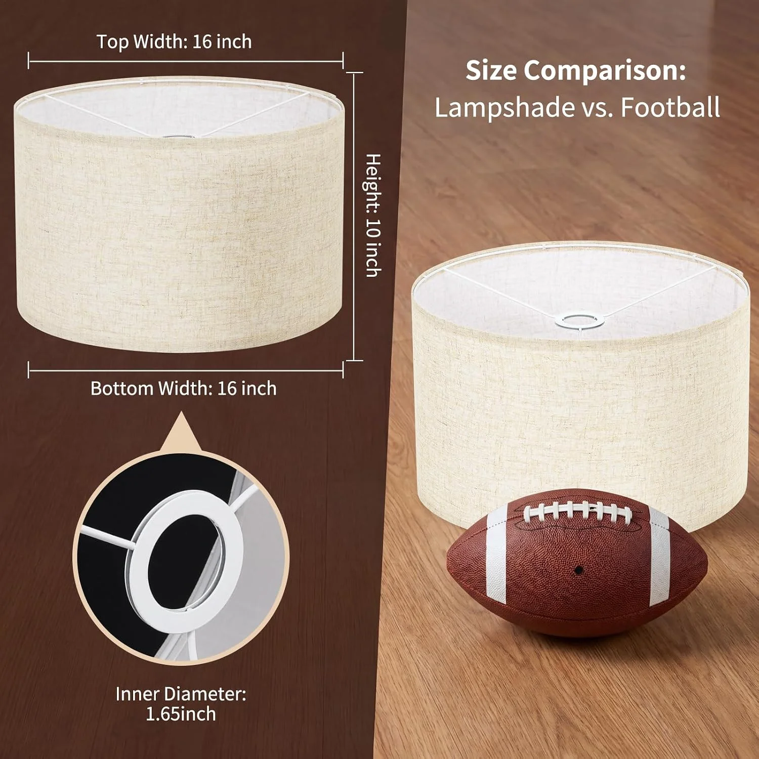 Beige Large Drum Lamp Shades Set of 2 16 Top x 16 Bottom x 10 High - Image 6
