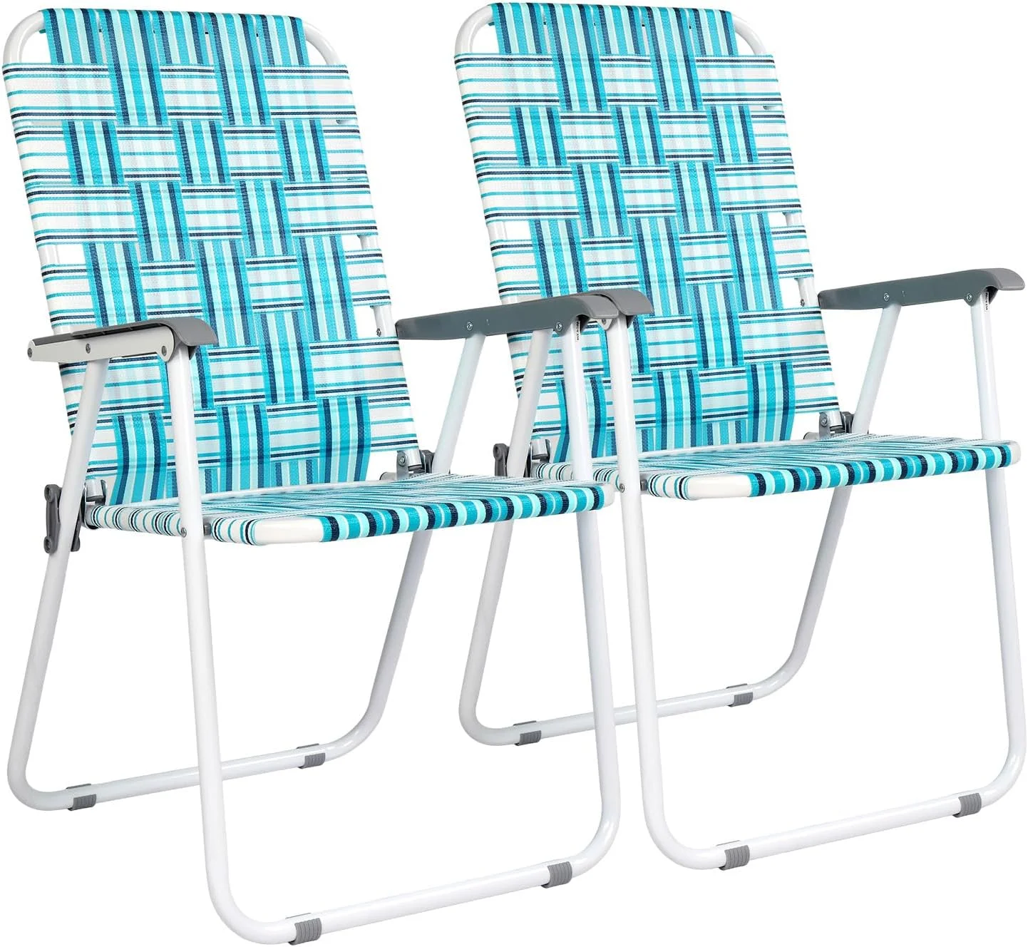 VINGLI Patio Lawn Webbed Folding Chairs Set of 2, Outdoor Beach Portable Lawn Chair Camping Chair Beach Chair for Yard - Image 11