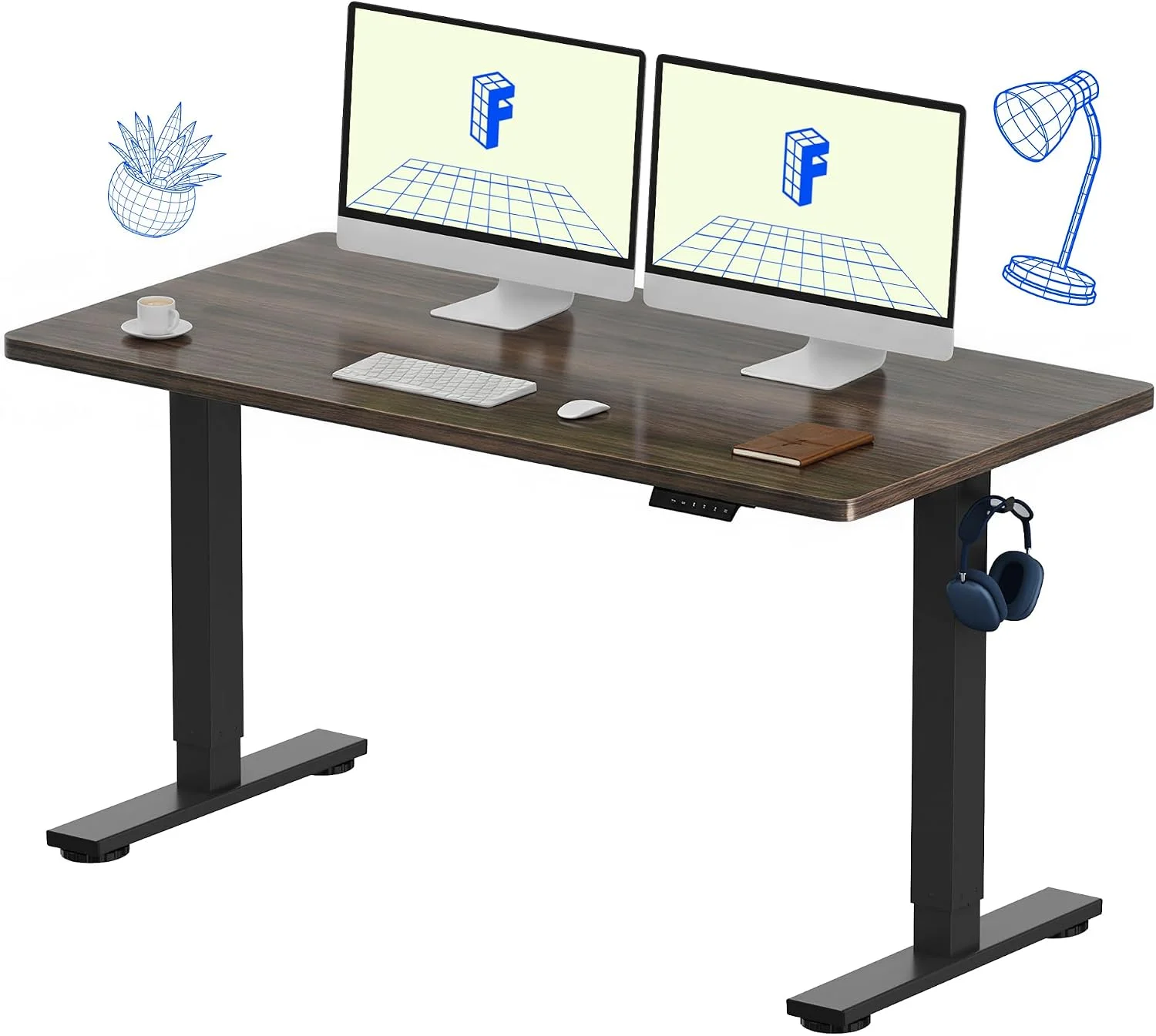 FLEXISPOT EN1 One-Piece Standing Desk, Electric Adjustable with 4 Memory Presets, 176 LBS Capacity, 48x24 Black - Image 9