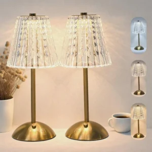 2 Pcs Cordless Rechargeable Table Lamp, Dimmable, 3-Color Temperature
