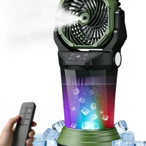 Portable Misting Fan with Remote, 2L Water Tank & 2 Spray Modes, 30000mAh Rechargeable Outdoor Cooling Fan