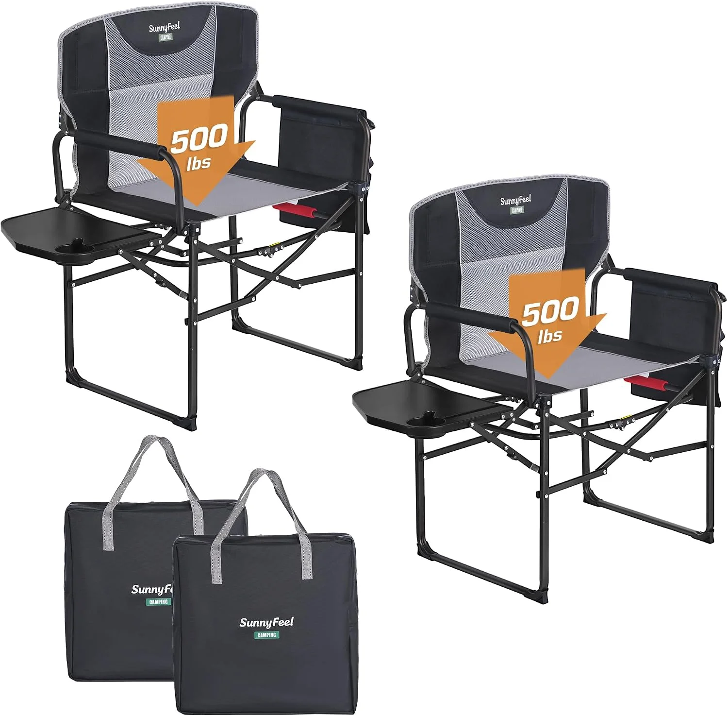 SUNNYFEEL Camping Directors Chair, Heavy Duty, Oversized Portable Folding Chair with Side Table - Image 5