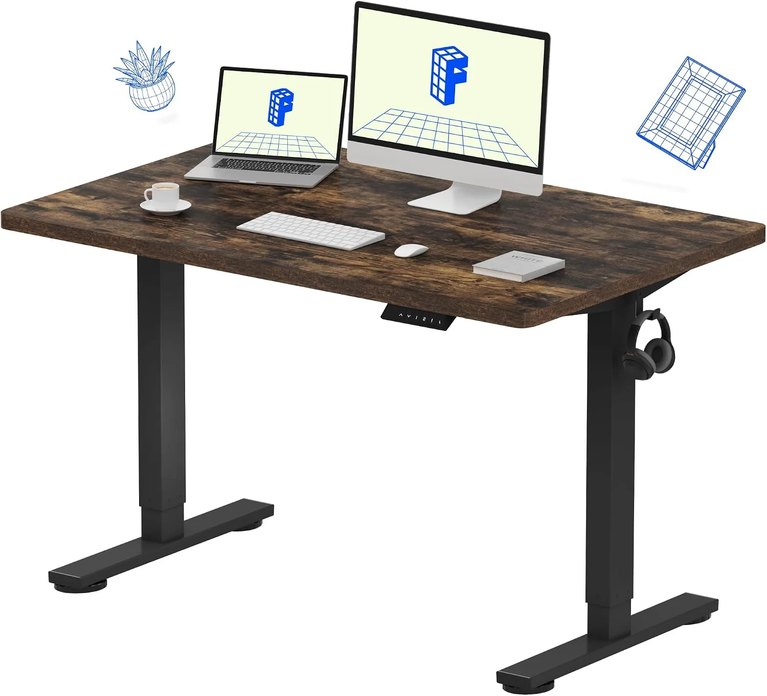 FLEXISPOT EN1 One-Piece Standing Desk, Electric Adjustable with 4 Memory Presets, 176 LBS Capacity, 48x24 Black - Image 15