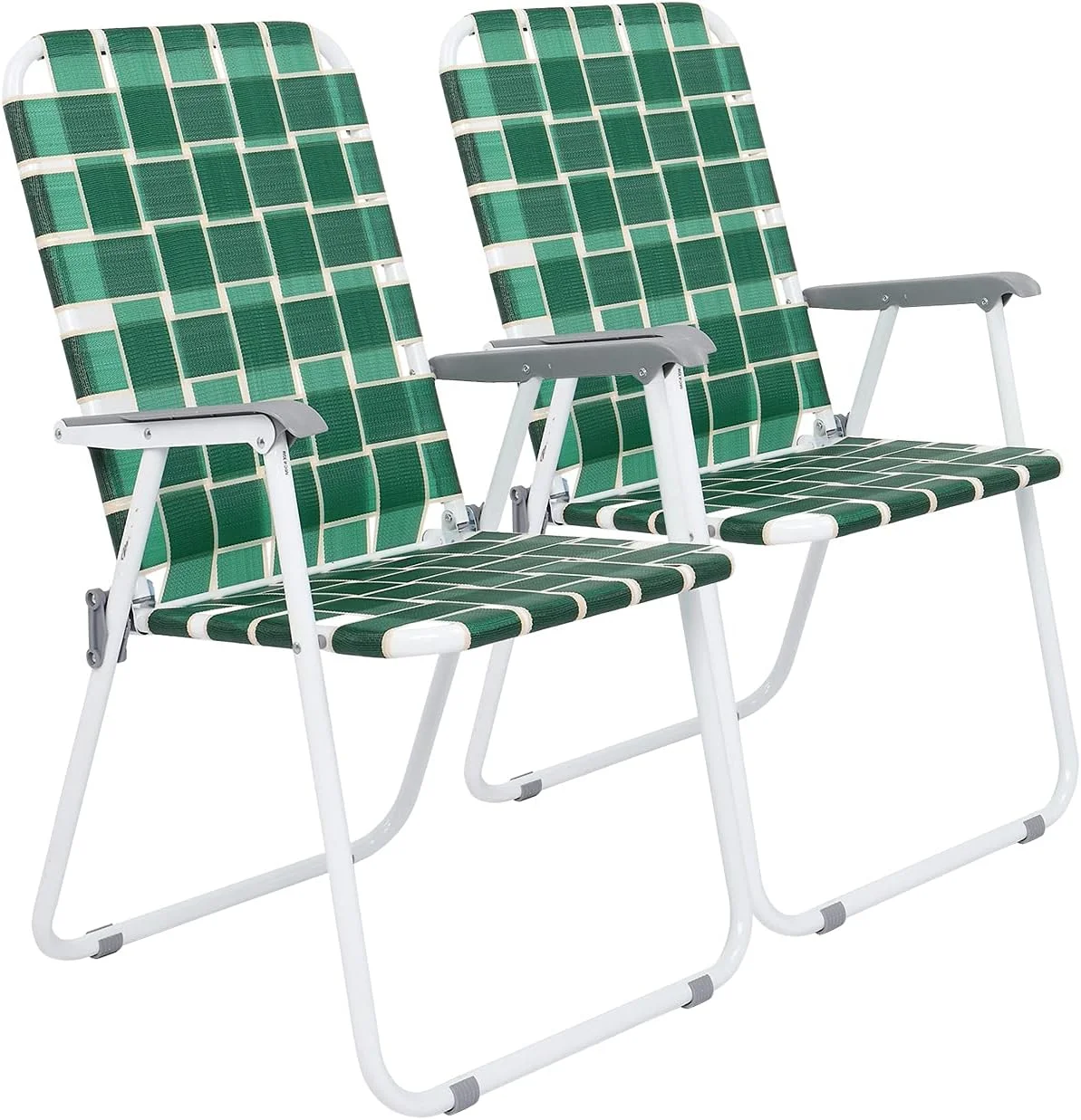 VINGLI Patio Lawn Webbed Folding Chairs Set of 2, Outdoor Beach Portable Lawn Chair Camping Chair Beach Chair for Yard - Image 6