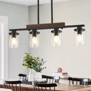 Alternative view of 36.2¡®¡¯ Kitchen Lighting, Black Modern Rustic Wood Ceiling Pendant Light Fixtures